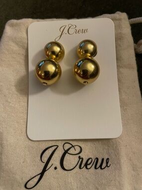 J. Crew Shiny Gold Double Ball Stud Earrings